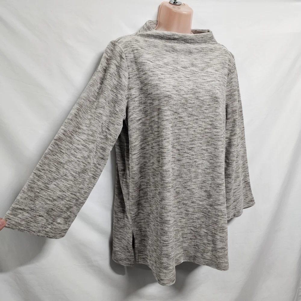 J. Jill Heathered Brown Velvet Mock Neck Pullover Sweater Size M